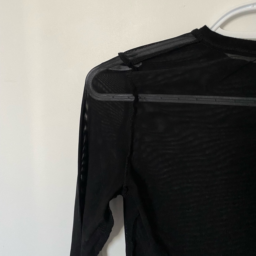 Black Mesh Long Sleeve Top